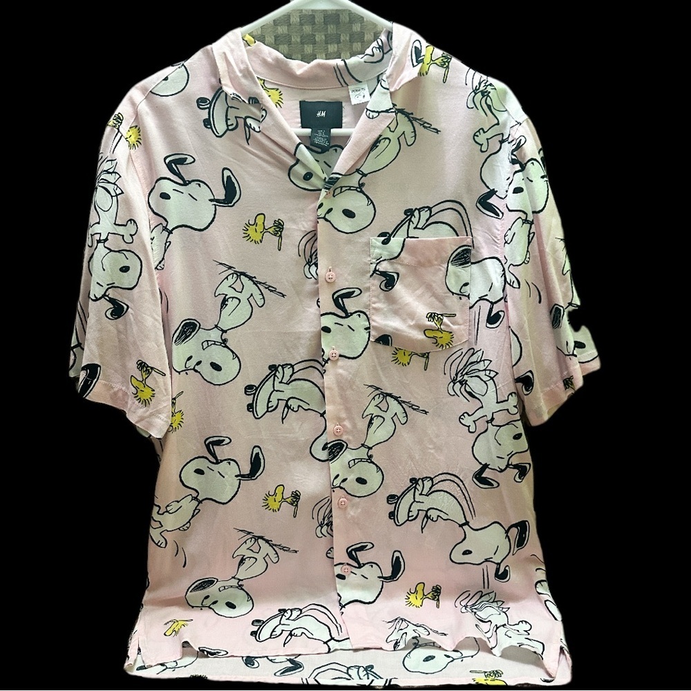 H&M & Peanuts Pink Snoopy Men's Shirt size S